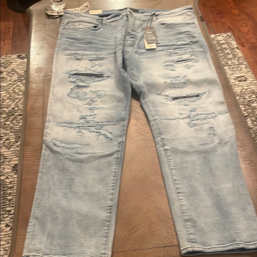 Jordan Craig Relaxed Blue Jeans Distressed Denim 42/32